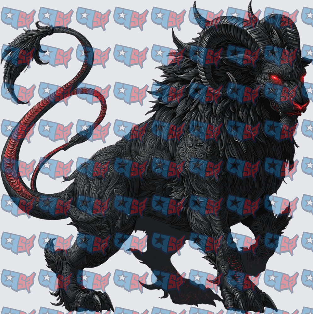 Dark Demon Lion Beast With Red Glowing Eyes (DTF)