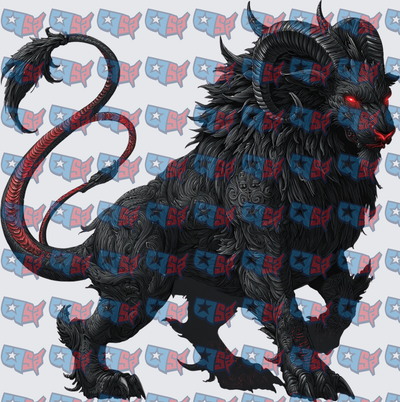 Dark Demon Lion Beast With Red Glowing Eyes (DTF)