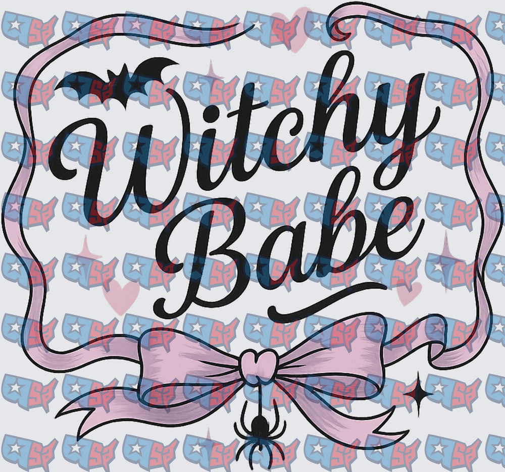Witchy Babe Coquette Bow Bat Spider Frame (DTF)