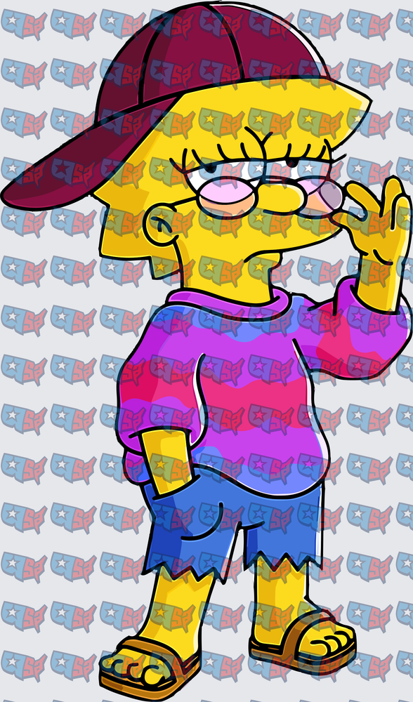 Yellow Cartoon Girl Backwards Cap Streetwear Outfit (DTF)