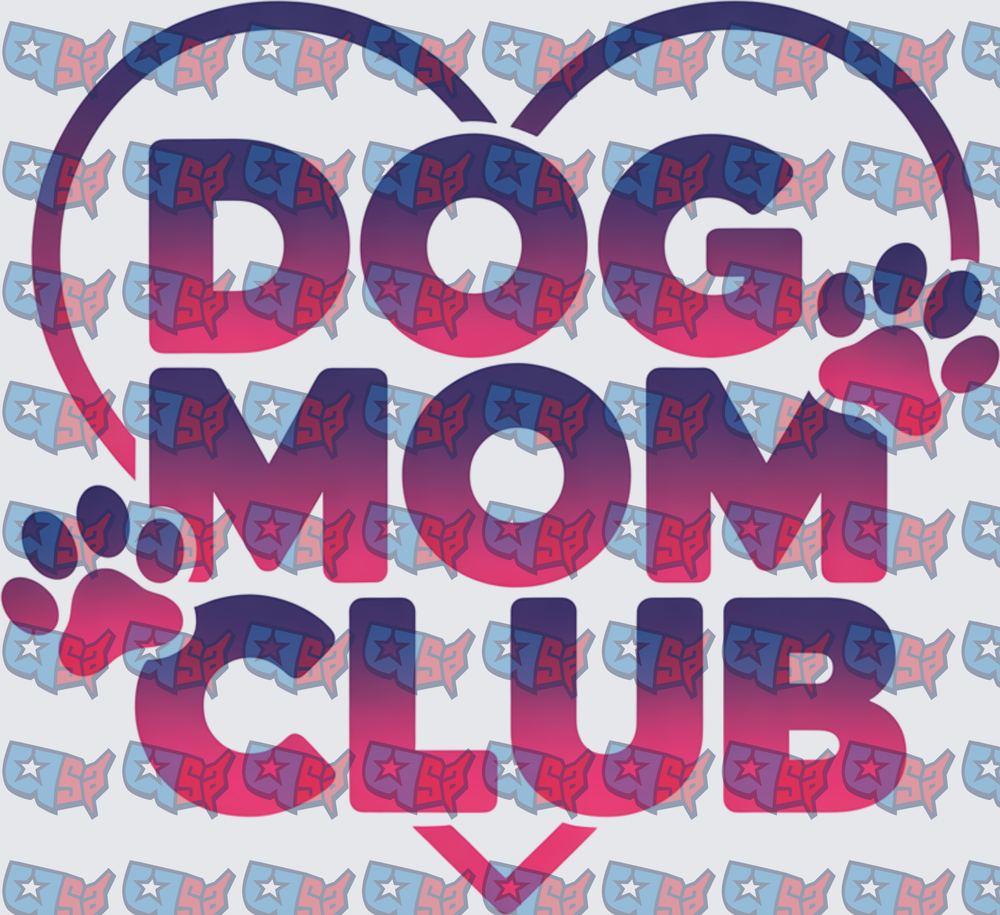Dog Mom Club Heart Paw Print Bold Typography (DTF)