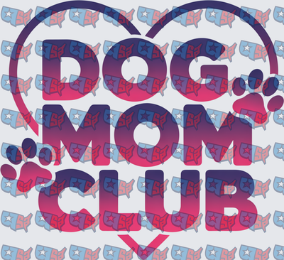 Dog Mom Club Heart Paw Print Bold Typography (DTF)