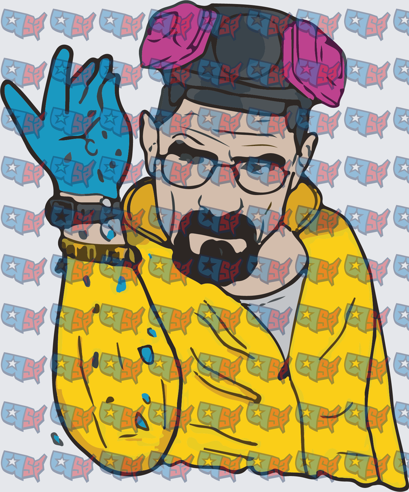 Bald Chemist Yellow Hazmat Suit Blue Glove (DTF)