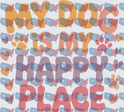 My Dog Is My Happy Place Retro Groovy Paw Print (DTF)