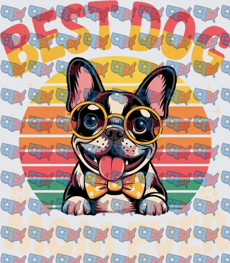 Best Dog Forever French Bulldog Retro Sunset (DTF)