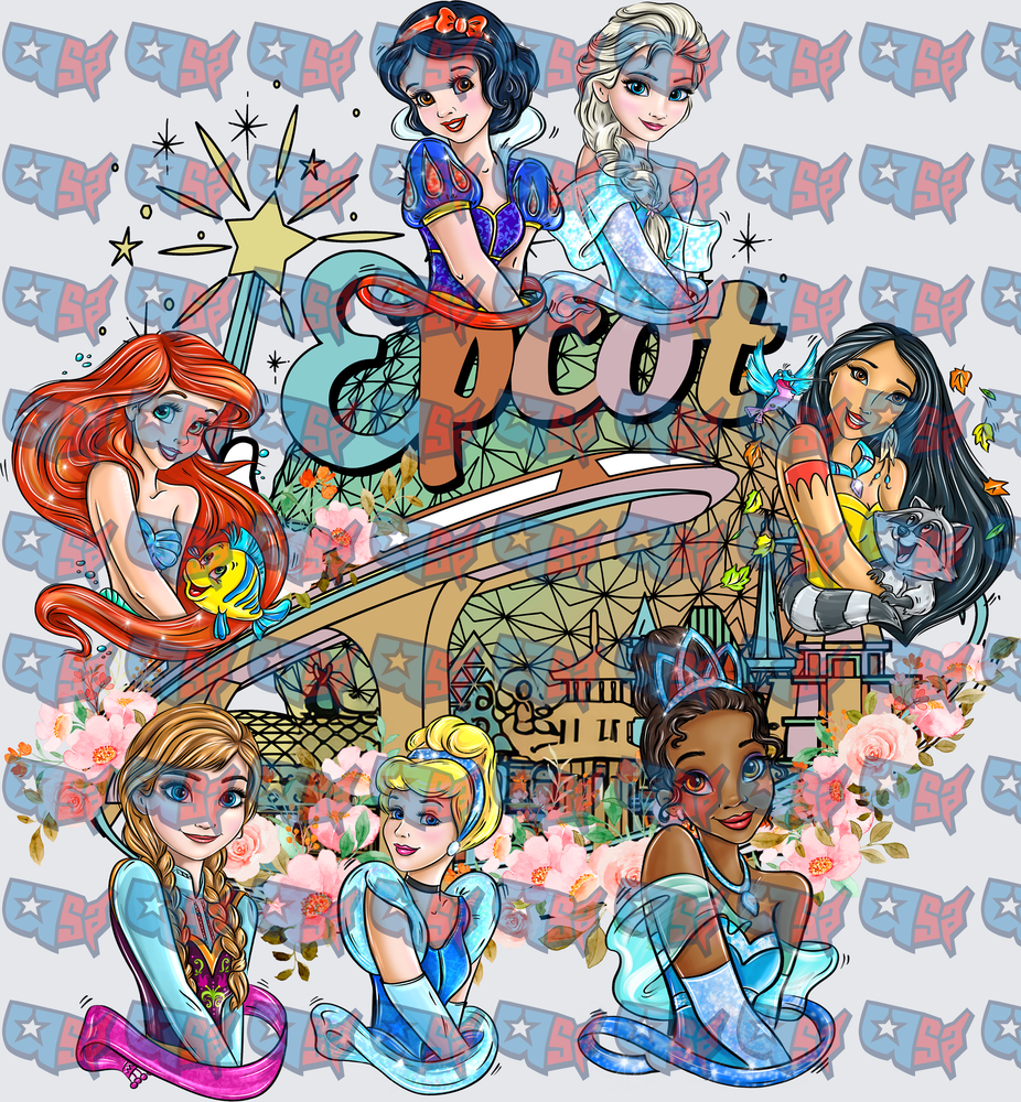 Epcot Seven Princesses Floral Theme Park Design (DTF)