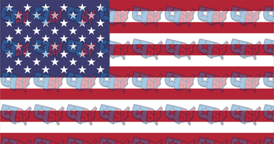 American Flag USA Map Star Pattern Overlay (DTF)