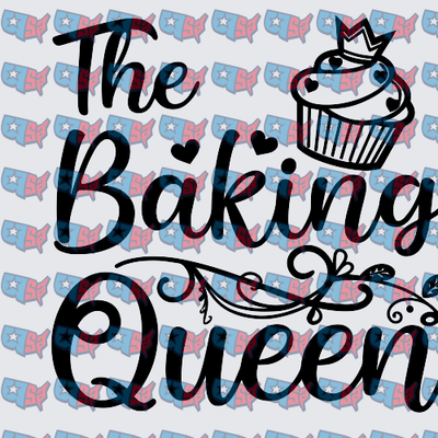 The Baking Queen Cupcake Crown Script Design (DTF)