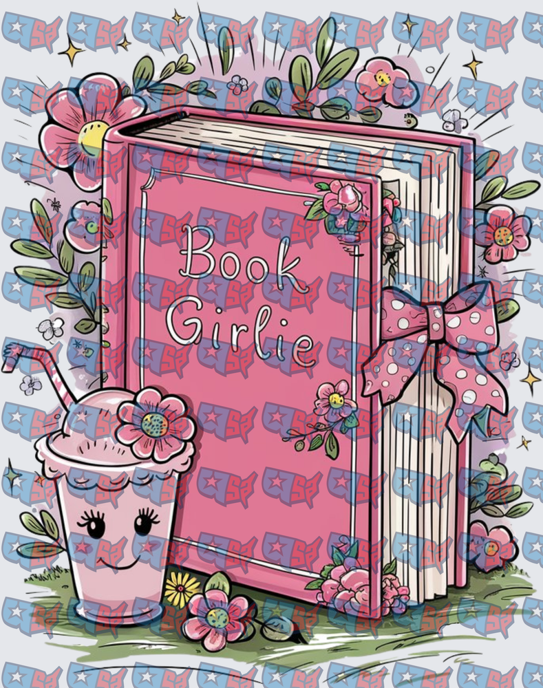 Book Girlie Pink Floral Kawaii Cup Bow Design (DTF)