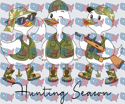 Three Ducks in Camo Hunting Season Gear (DTF)