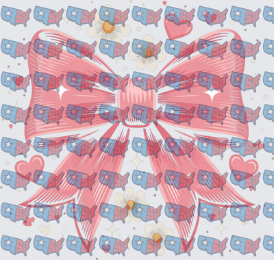 Patriotic USA Pink Bow With Daisies And Hearts (DTF)