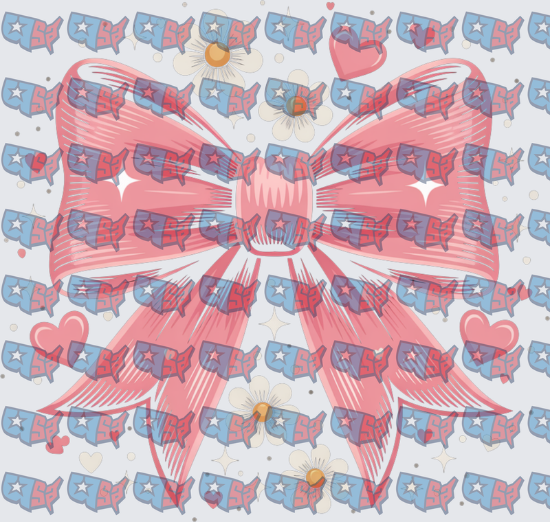 Patriotic USA Pink Bow With Daisies And Hearts (DTF)