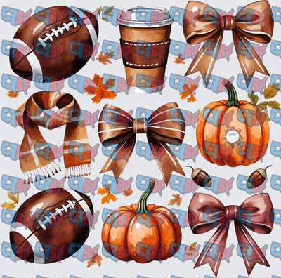 Fall Football Pumpkins Coffee Bows Autumn Elements (DTF)