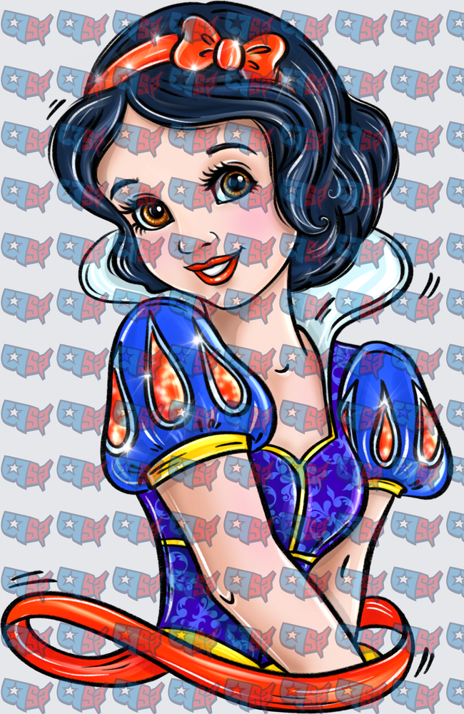 Fairytale Princess Pinup Black Hair Blue Dress (DTF)