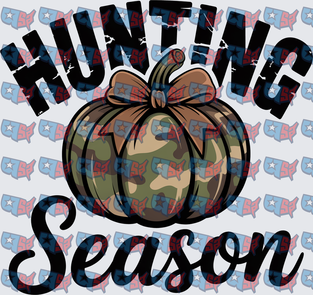 Hunting Season Camo Pumpkin With Bow (DTF)