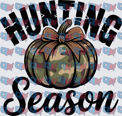 Hunting Season Camo Pumpkin With Bow (DTF)
