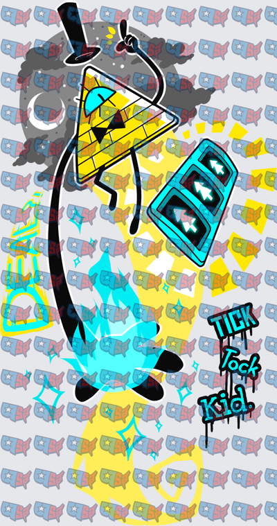 Evil Triangle Villain Tick Tock Kid Graffiti Design (DTF)