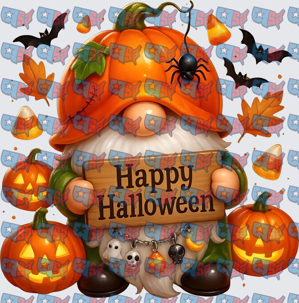 Happy Halloween Pumpkin Gnome with Jack-O-Lanterns (DTF)