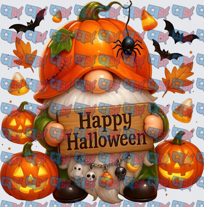 Happy Halloween Pumpkin Gnome with Jack-O-Lanterns (DTF)