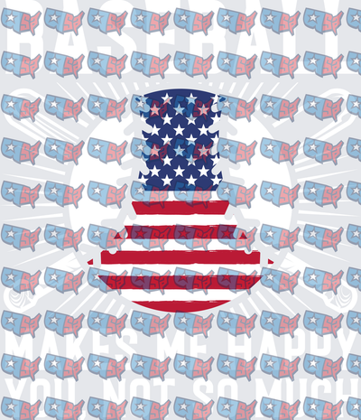 American Flag Top Hat Baseball Makes Me Happy (DTF)