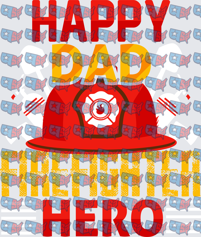 Happy Dad Firefighter Hero Helmet Design (DTF)