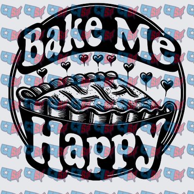 Bake Me Happy Pie With Hearts Circle Design (DTF)