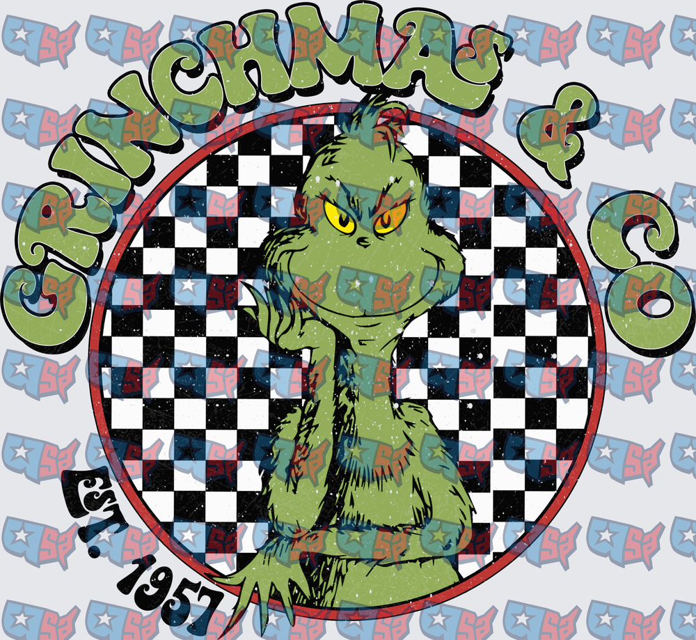 Grinchmas & Co Est 1957 Retro Checkered Green Creature (DTF)