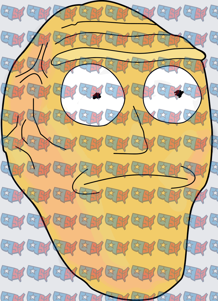 Bald Orange Face Minimalist Cartoon Portrait (DTF)
