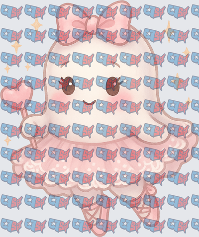 Kawaii Ghost Ballerina With Pink Bow And Wand (DTF)