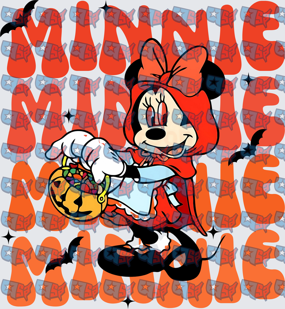 Halloween Mouse Little Red Riding Hood Pumpkin Basket (DTF)