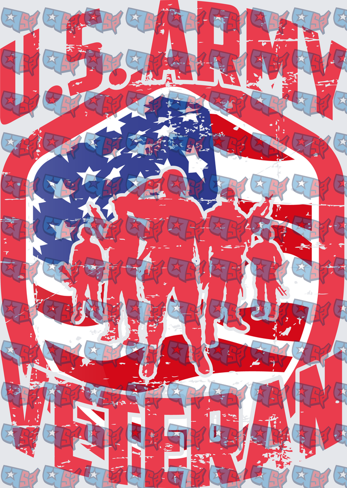 U.S. Army Veteran Soldier Silhouette American Flag (DTF)