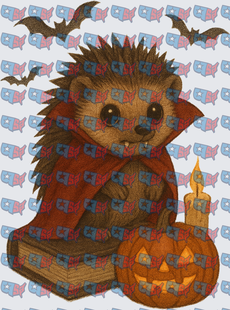 Vampire Hedgehog Halloween Dracula Cape Pumpkin Bats (DTF)