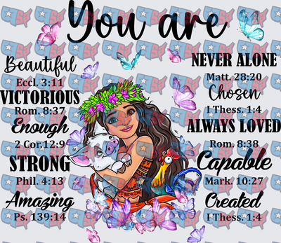 Polynesian Princess You Are Bible Verse Affirmations (DTF)