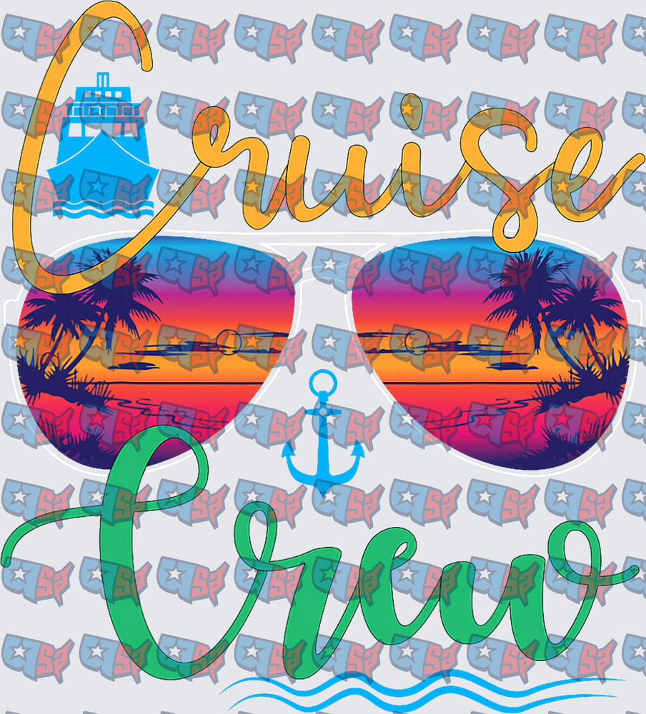 Cruise Crew Tropical Sunset Sunglasses Anchor Ship Design (DTF)