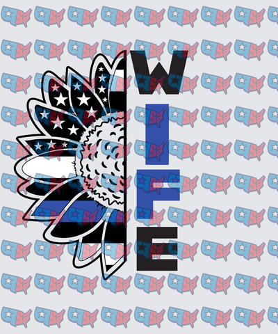 Thin Blue Line Sunflower Wife Vertical Text (DTF)