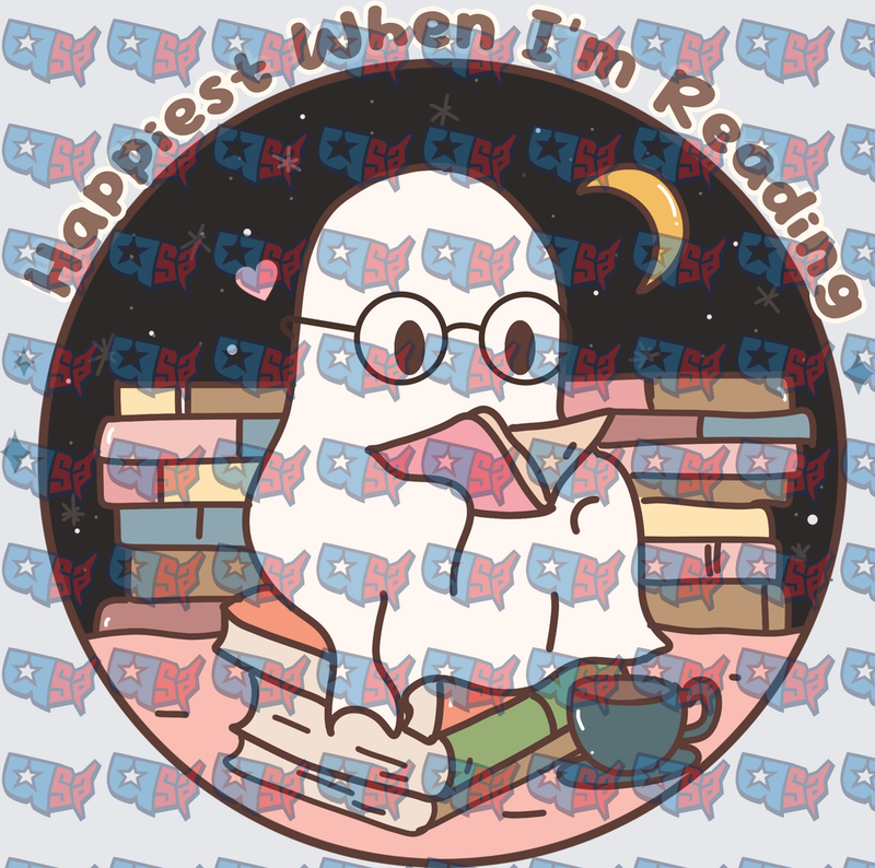 Happiest When I'm Reading Ghost With Books (DTF)