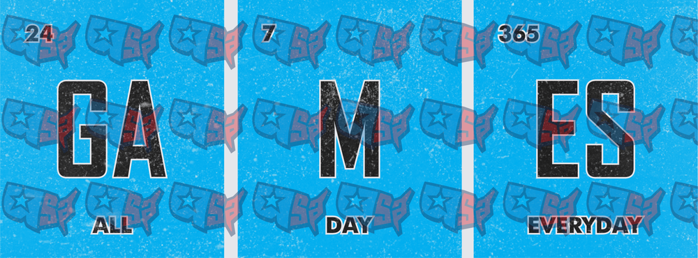 Games All Day Everyday 24 7 365 Blue Grunge (DTF)