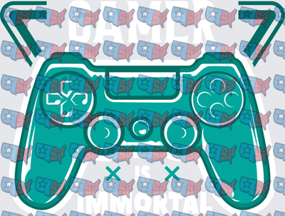 Gamer Is Immortal Teal Game Controller (DTF)