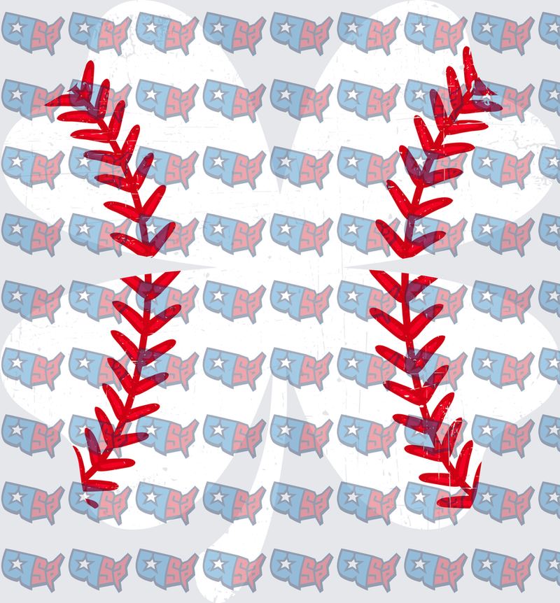 Distressed Baseball Four Leaf Clover (DTF)