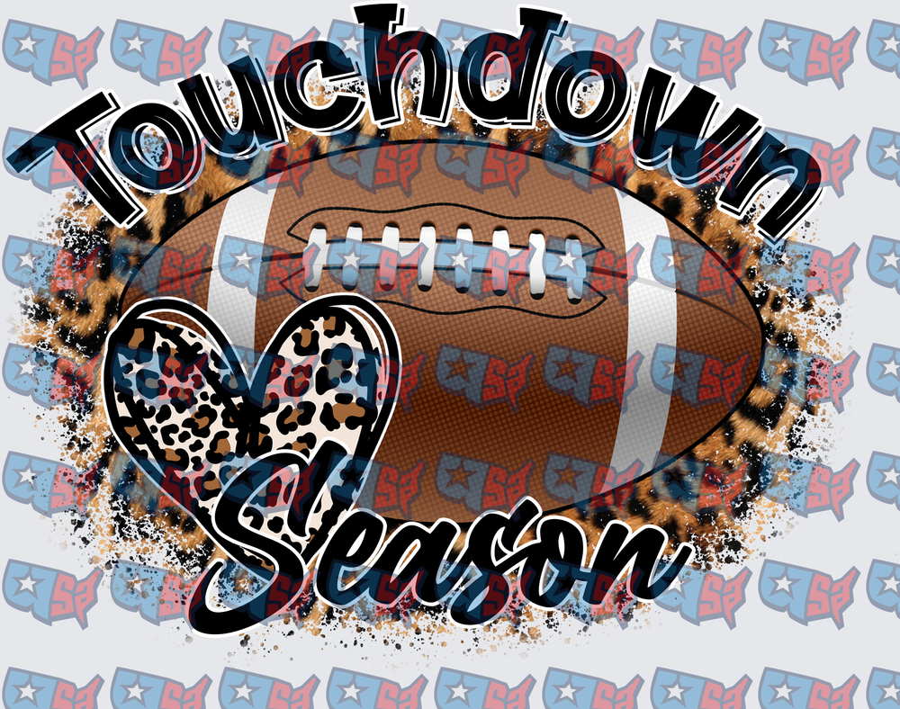 Touchdown Season Football Leopard Heart Bleached (DTF)