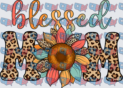 Blessed Mom Leopard Print Sunflower Design (DTF)
