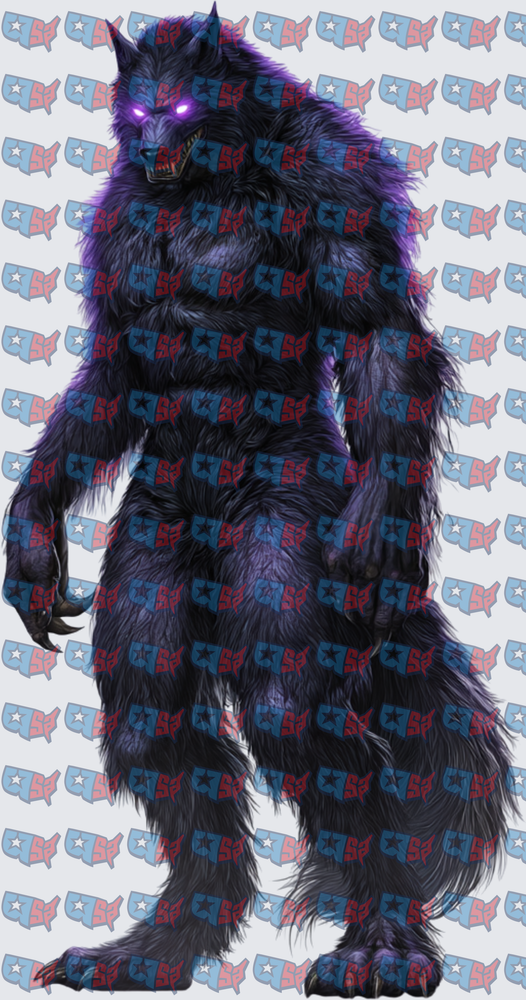Dark Werewolf With Glowing Purple Eyes (DTF)