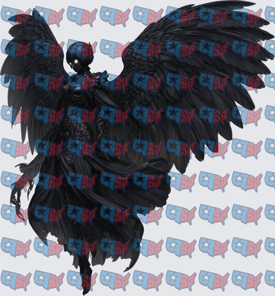 Dark Angel Warrior With Massive Black Wings (DTF)