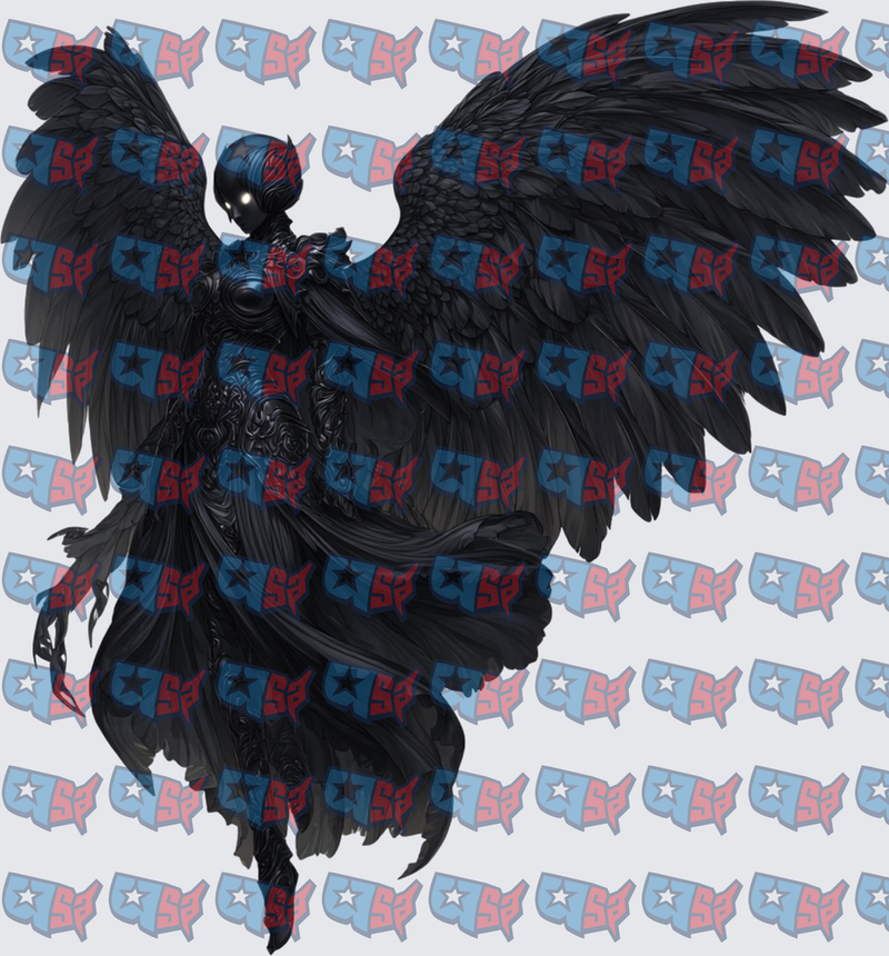 Dark Angel Warrior With Massive Black Wings (DTF)