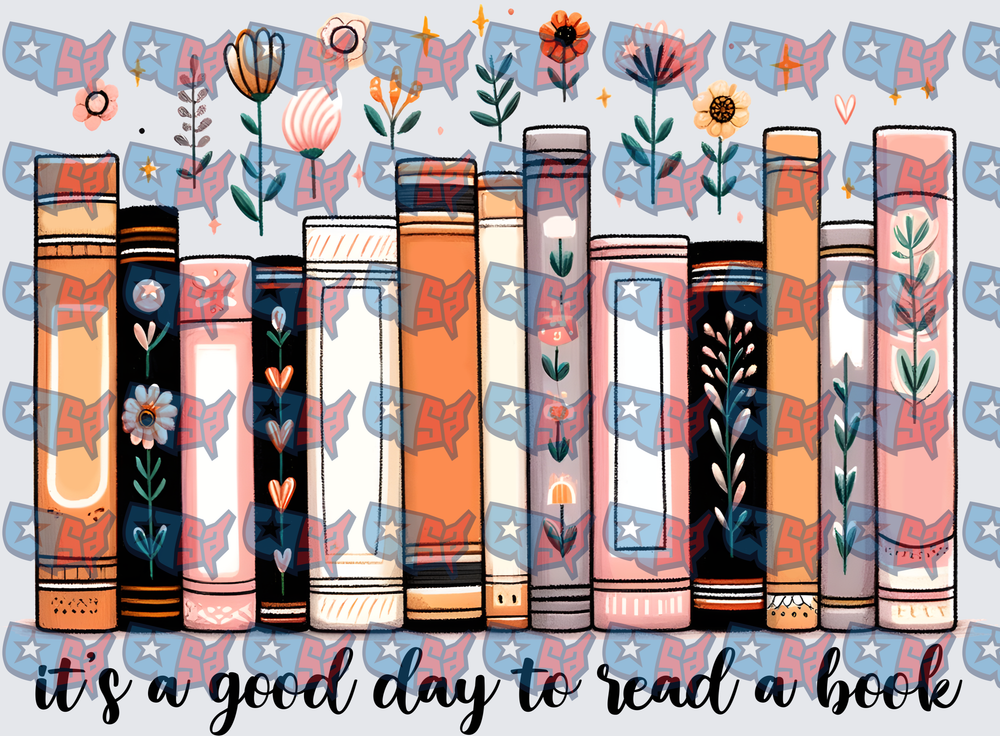 It's A Good Day To Read A Book Floral Bookshelf (DTF)