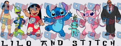 Hawaiian Girl Blue Alien Angel Experiment Character Group (DTF)