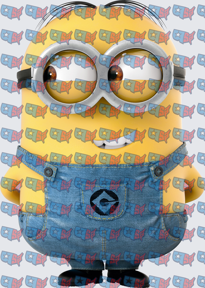 Smiling Yellow Minion Character In Denim Overalls (DTF)