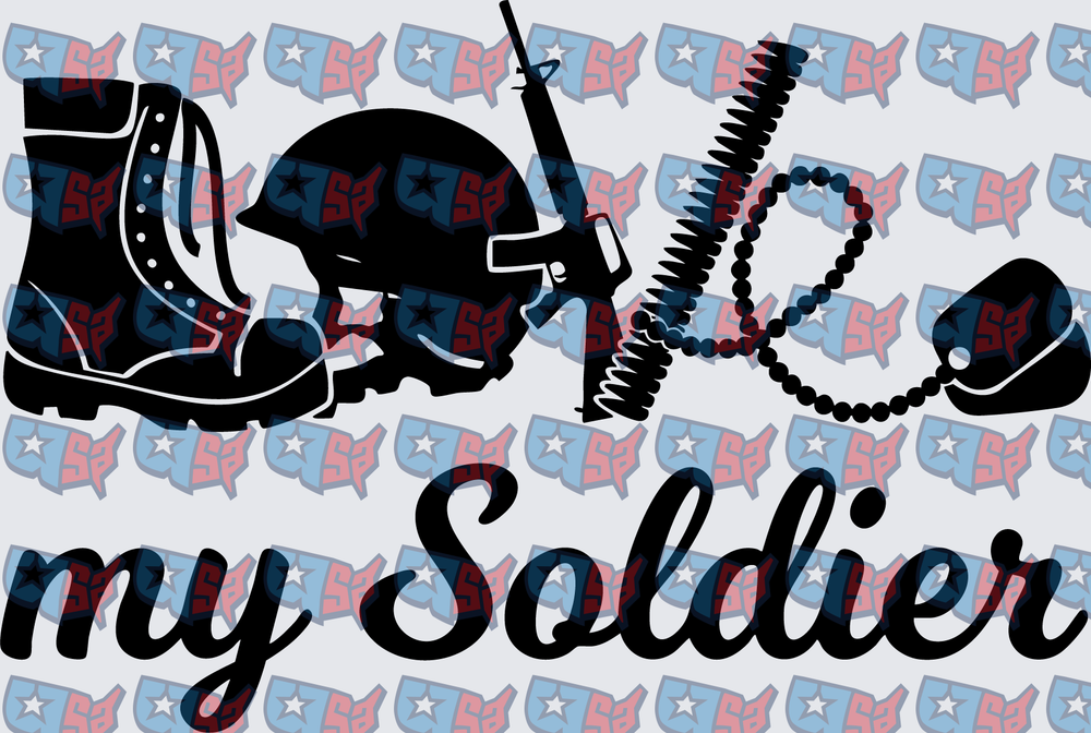 My Soldier Military Boots Helmet Dog Tags (DTF)