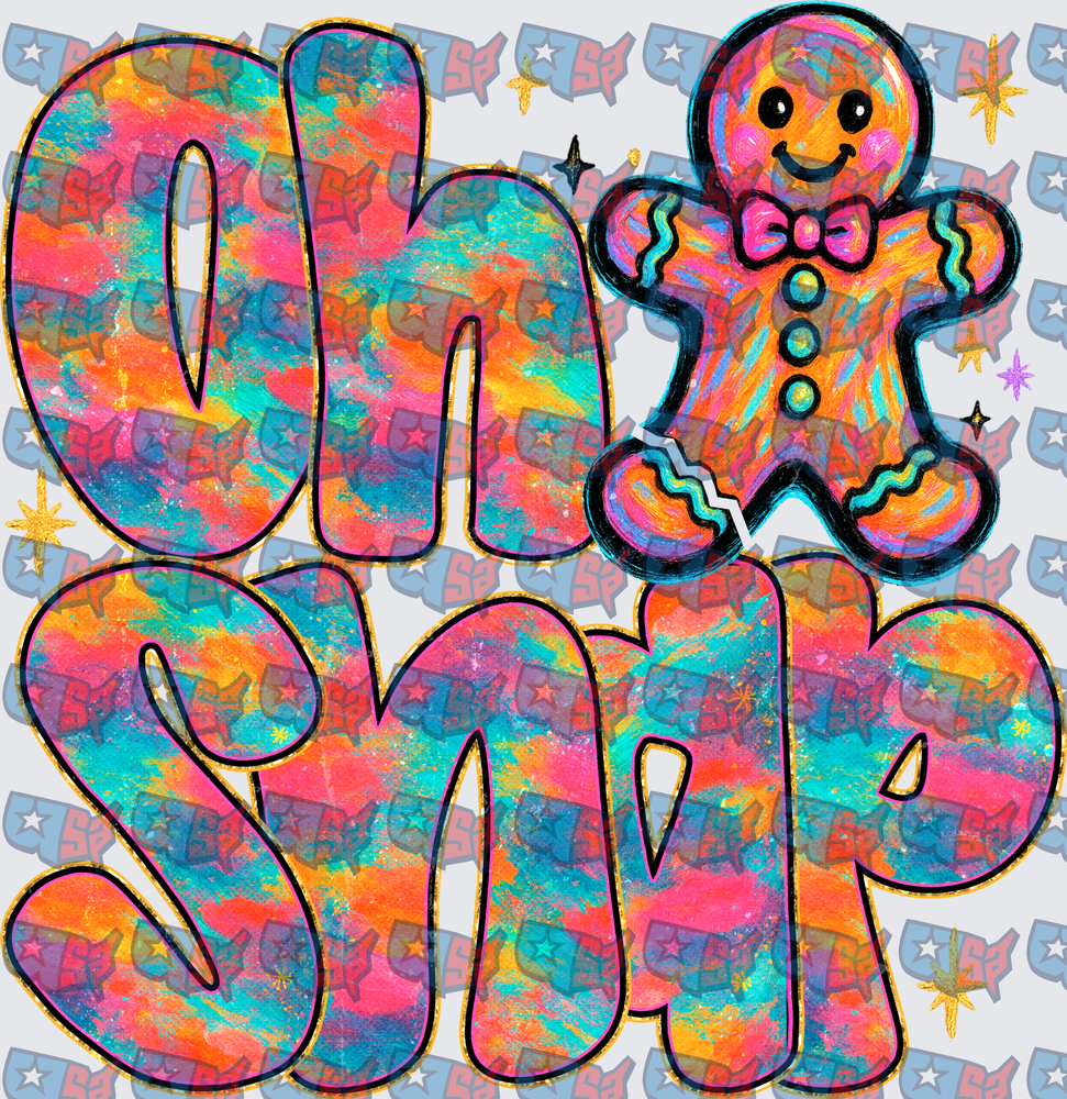 Oh Snap Colorful Gingerbread Man Holiday (DTF)