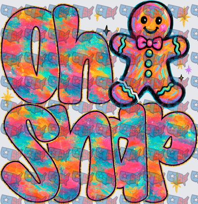 Oh Snap Colorful Gingerbread Man Holiday (DTF)